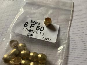 Raccord bicone ou olive an cuivre pour tuyau injecteur acier diam 6